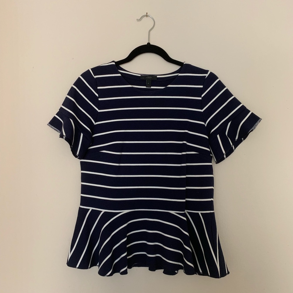 J. Crew Structured Stripe Peplum Top